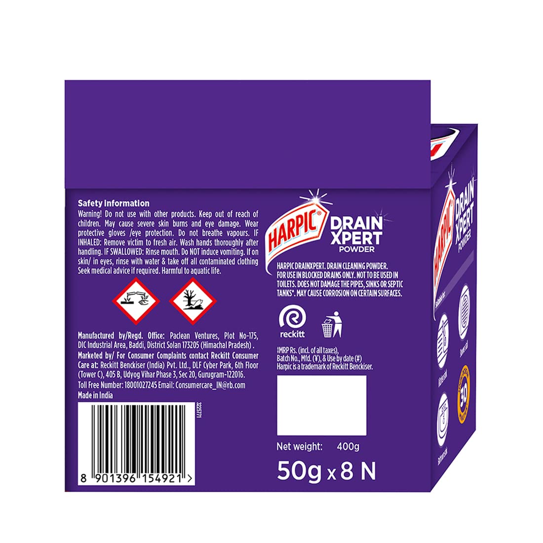 11..Harpic Drain Xpert Drain Cleaning Powder (50g x 8) Removes Blockages within 30 mins